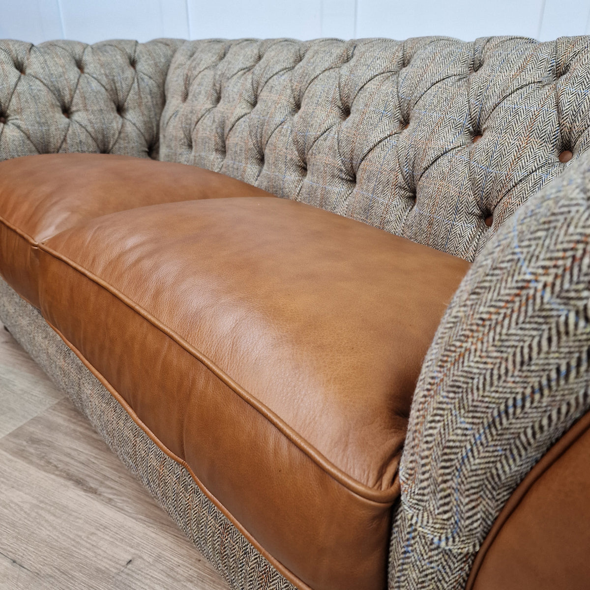 Amos Harris Tweed Chesterfield Sofa - Colour: Beige & Brown | Rydan ...
