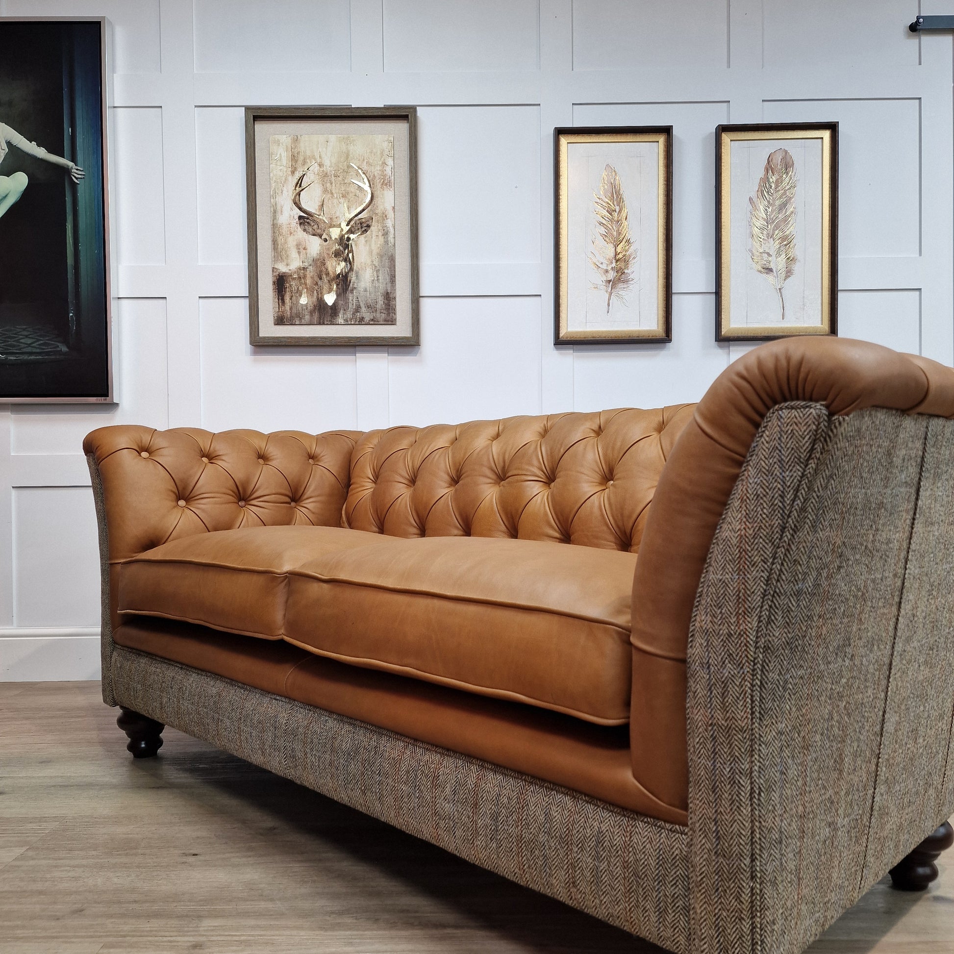 Harris Tweed And Leather Chesterfield | Arran - Rydan Interiors