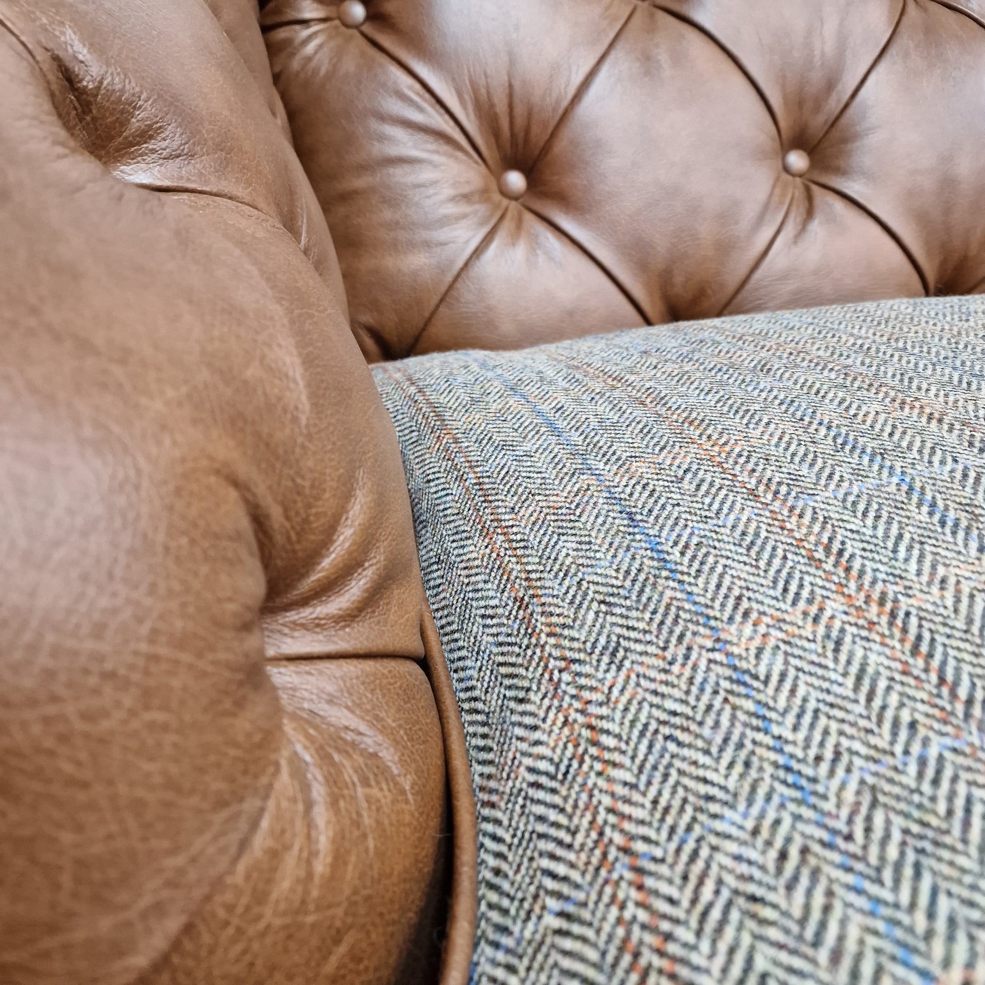 High Back Leather & Harris Tweed | Easdale - Rydan Interiors