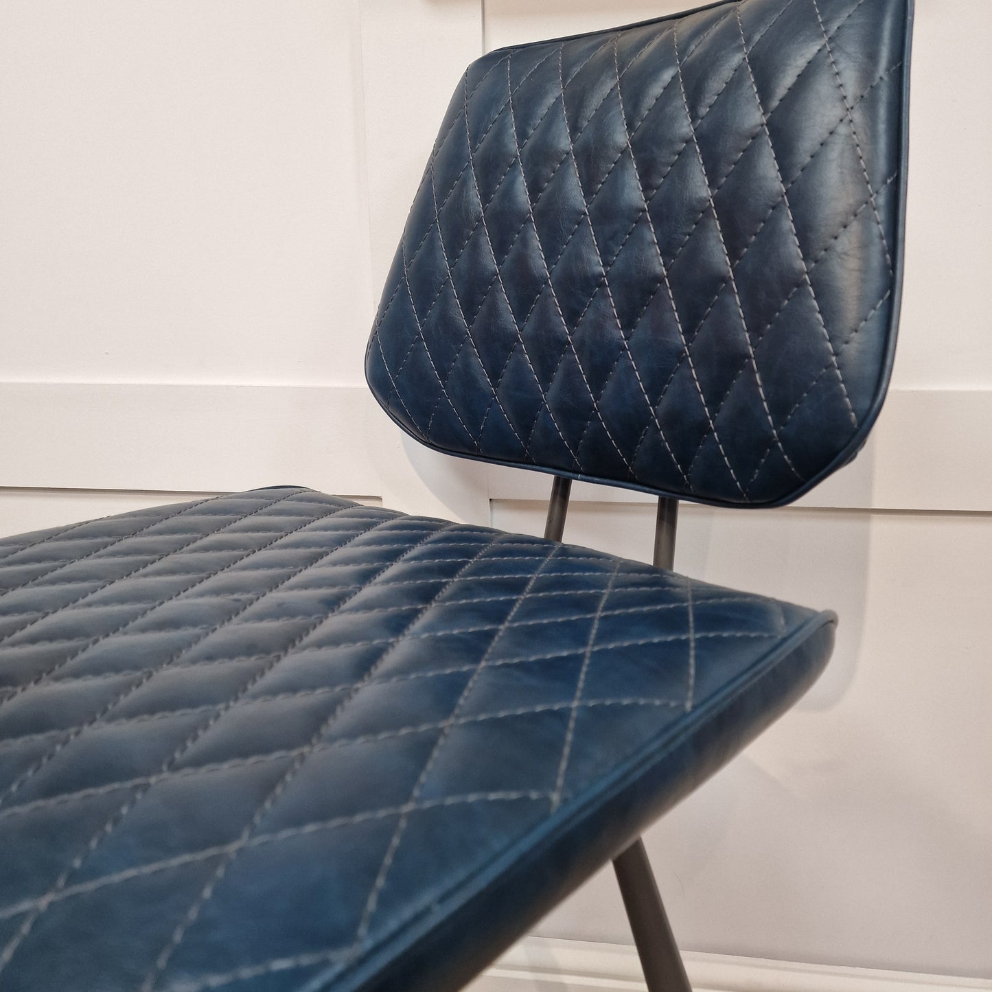 Dalton Dark Blue Leather Barstool - Rydan Interiors