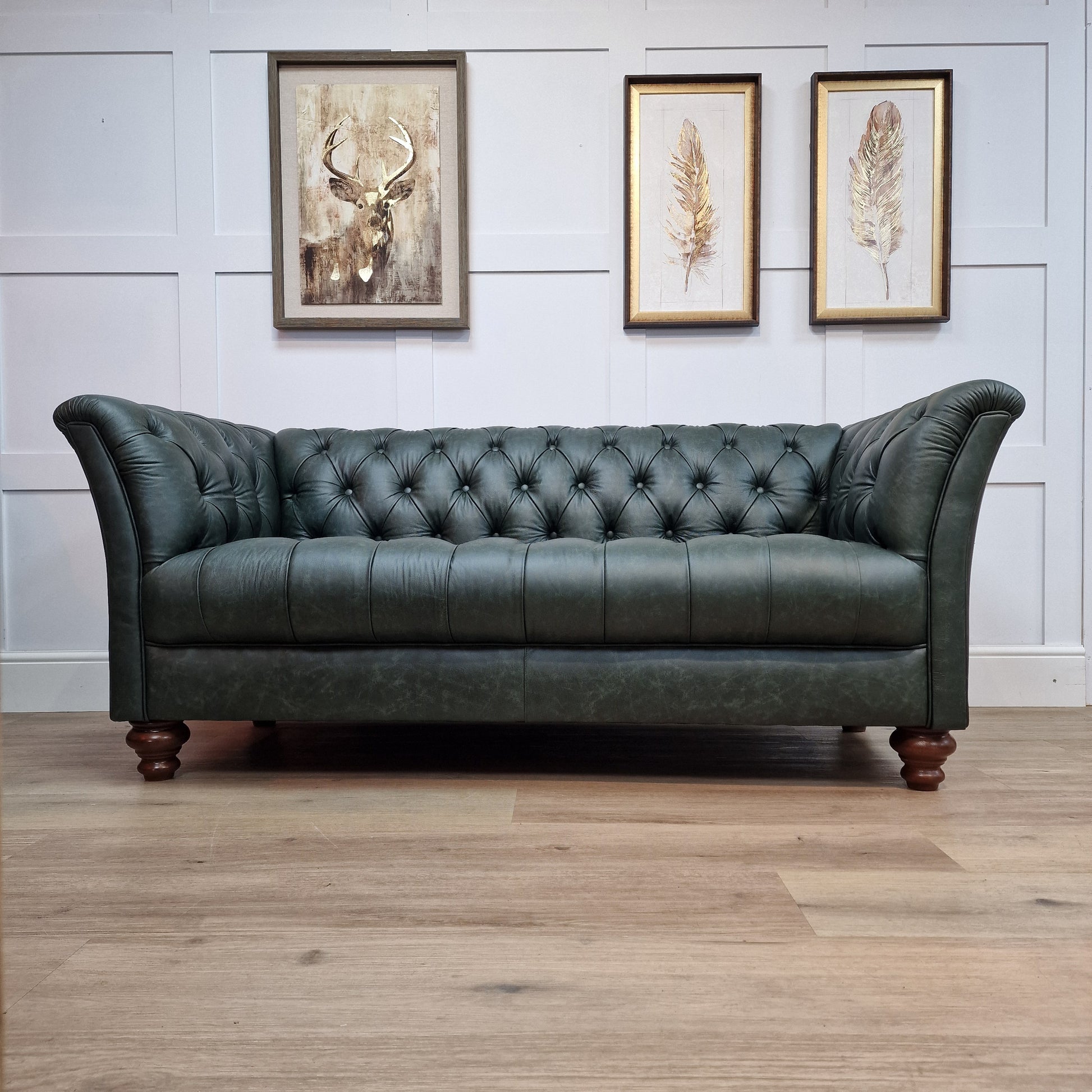 Grove - Heritage Green Leather Chesterfield - Rydan Interiors