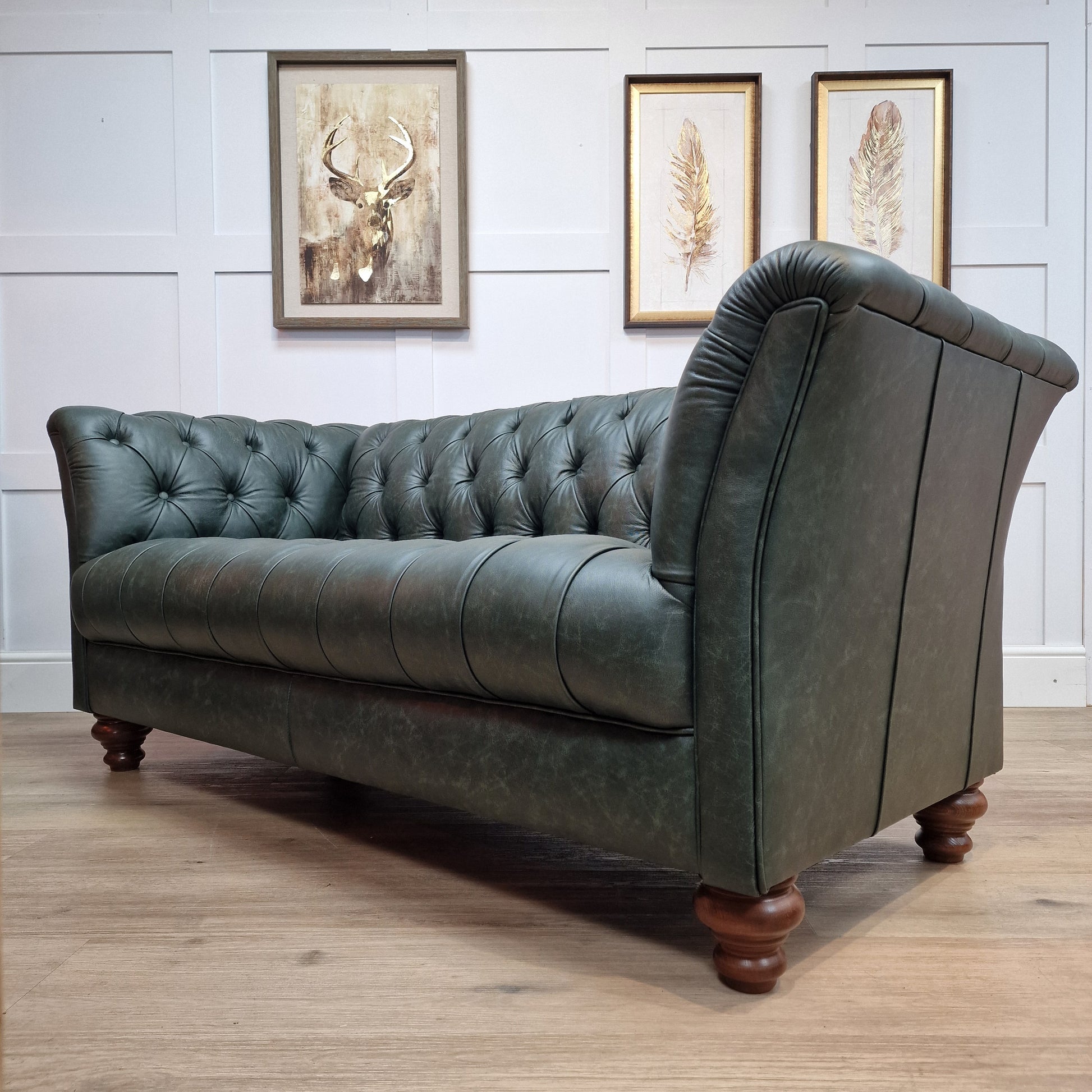 Grove - Heritage Green Leather Chesterfield - Rydan Interiors