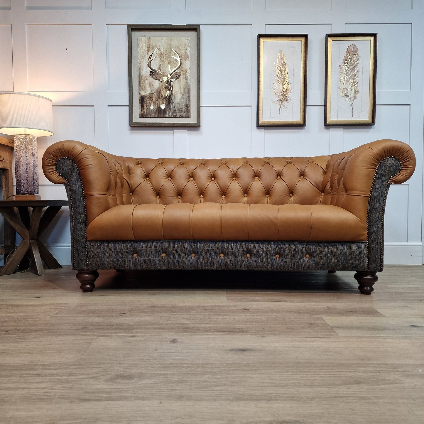 Harris Tweed And Leather Chesterfield  | Jura - Rydan Interiors