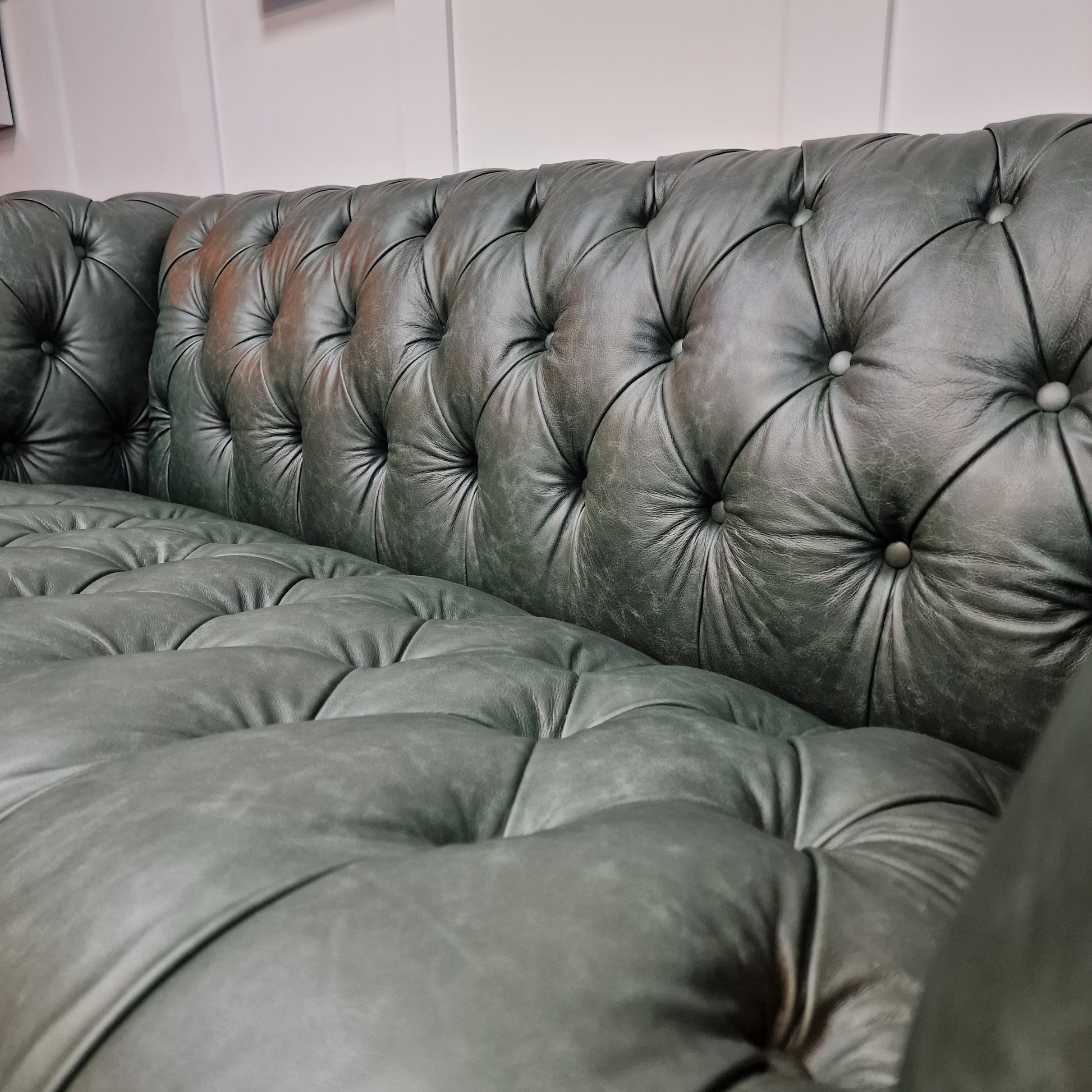 Grove - Heritage Green Leather Chesterfield - Rydan Interiors