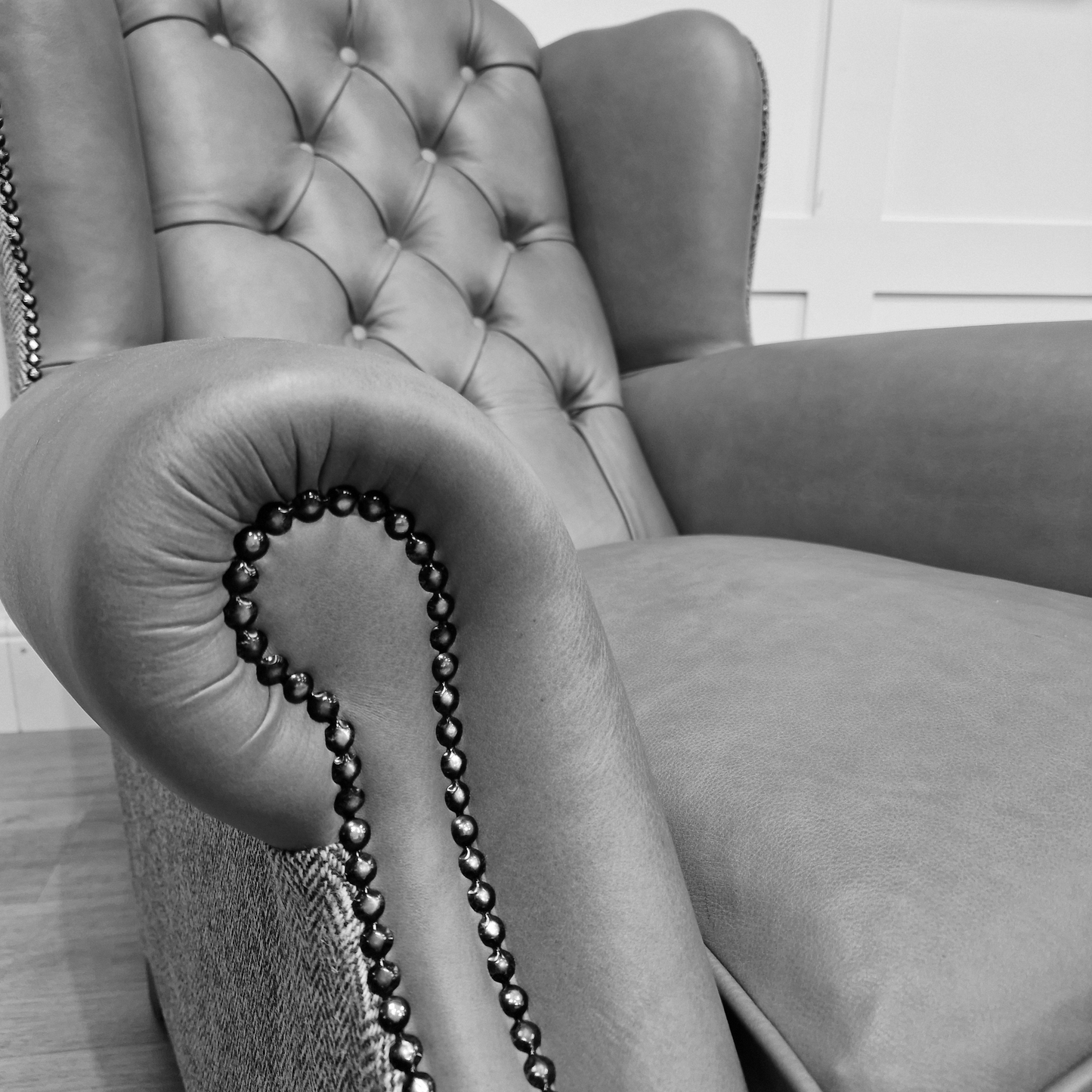 Bespoke Harris Tweed And Tan Leather Armchair | Model 8 - Rydan Interiors