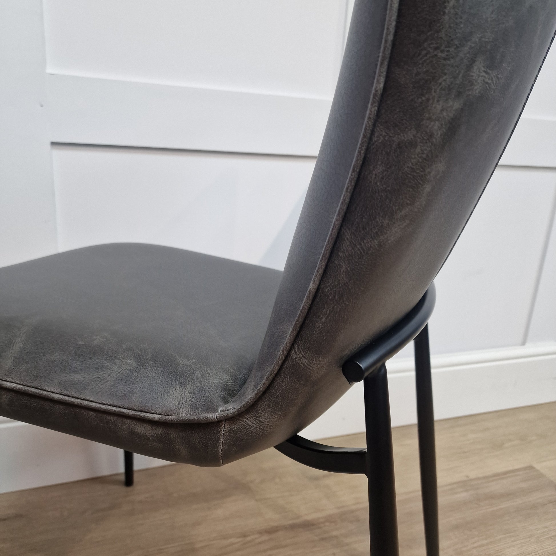 Ella Dining Chair Grey Pu Leather (Pack of 2) - Rydan Interiors