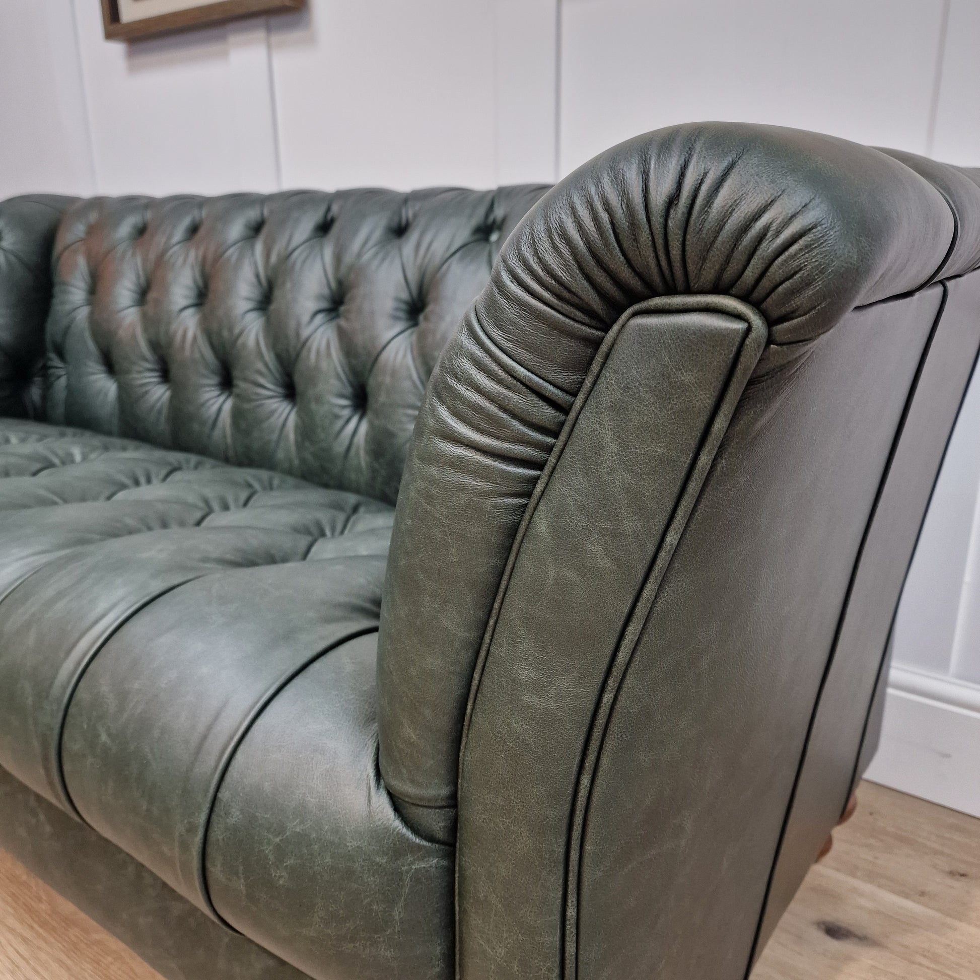 Grove - Heritage Green Leather Chesterfield - Rydan Interiors