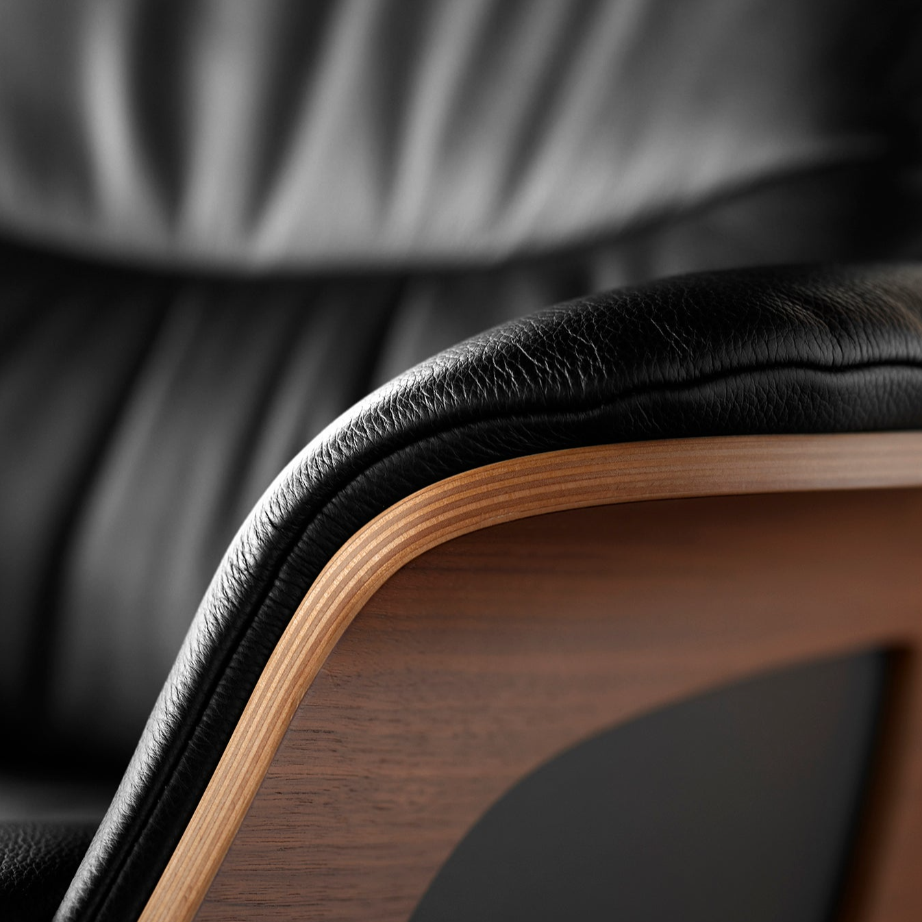 Flexlux Clement Walnut & Savoy Platin Black leather Recliner - Rydan Interiors