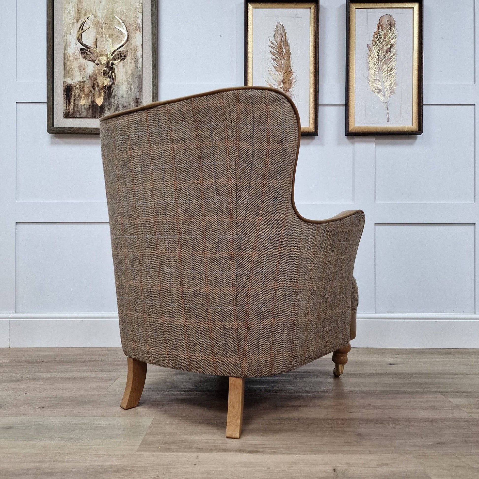 Autumn Woodland Harris Tweed & Leather Relax Chair - Alness - Chairs - Rydan Interiors