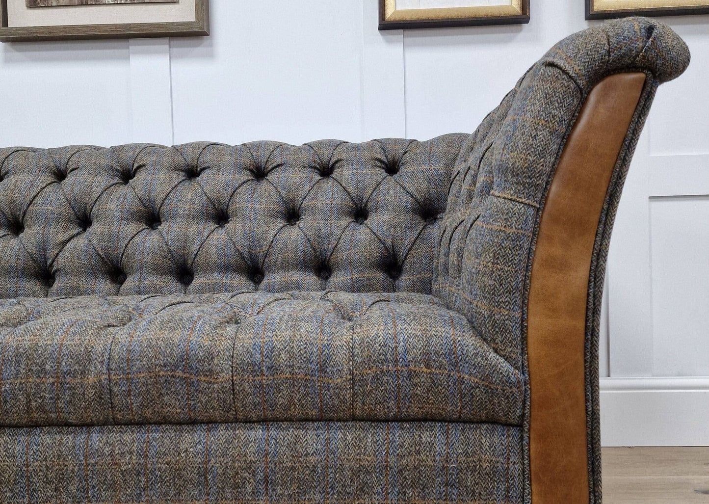 Moreland Grey Harris Tweed 3 Seater Chesterfield Sofa - Oban - Sofas - Rydan Interiors