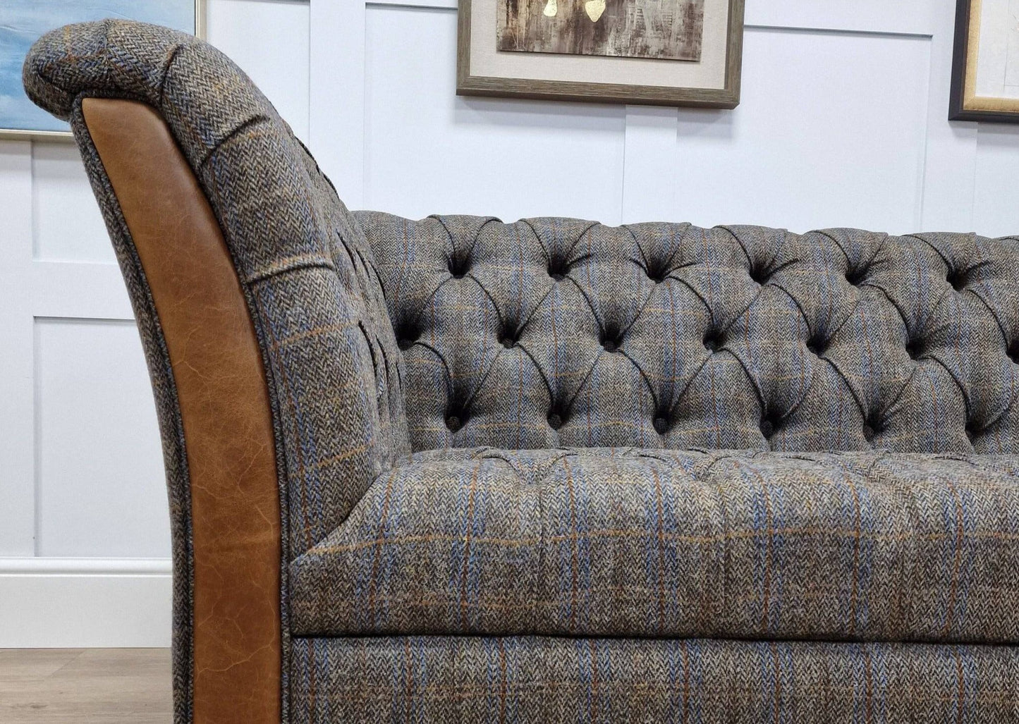 Moreland Grey Harris Tweed 2 Seater Chesterfield Sofa - Oban - Sofas - Rydan Interiors