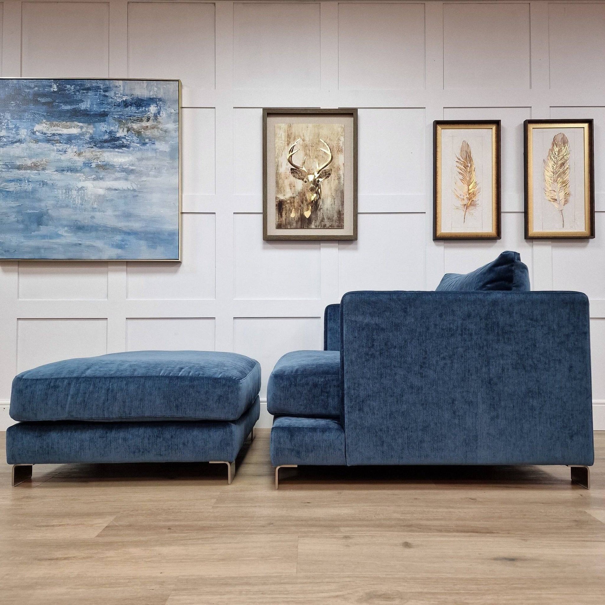 Stockholm Deep Seat Armchair & Footstool - Dark Blue - Chairs - Rydan Interiors