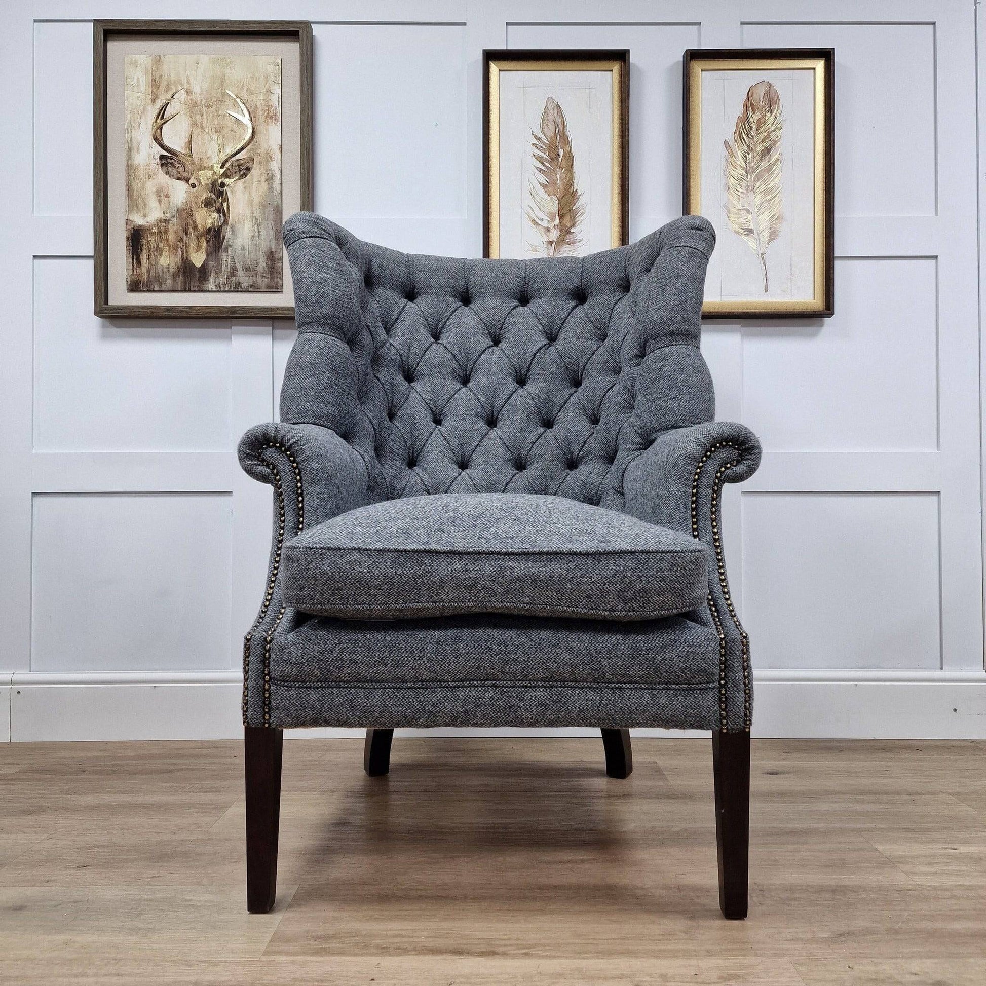 Tetrad Harris Tweed Mackenzie Chair - Slate Grey - Chairs - Rydan Interiors