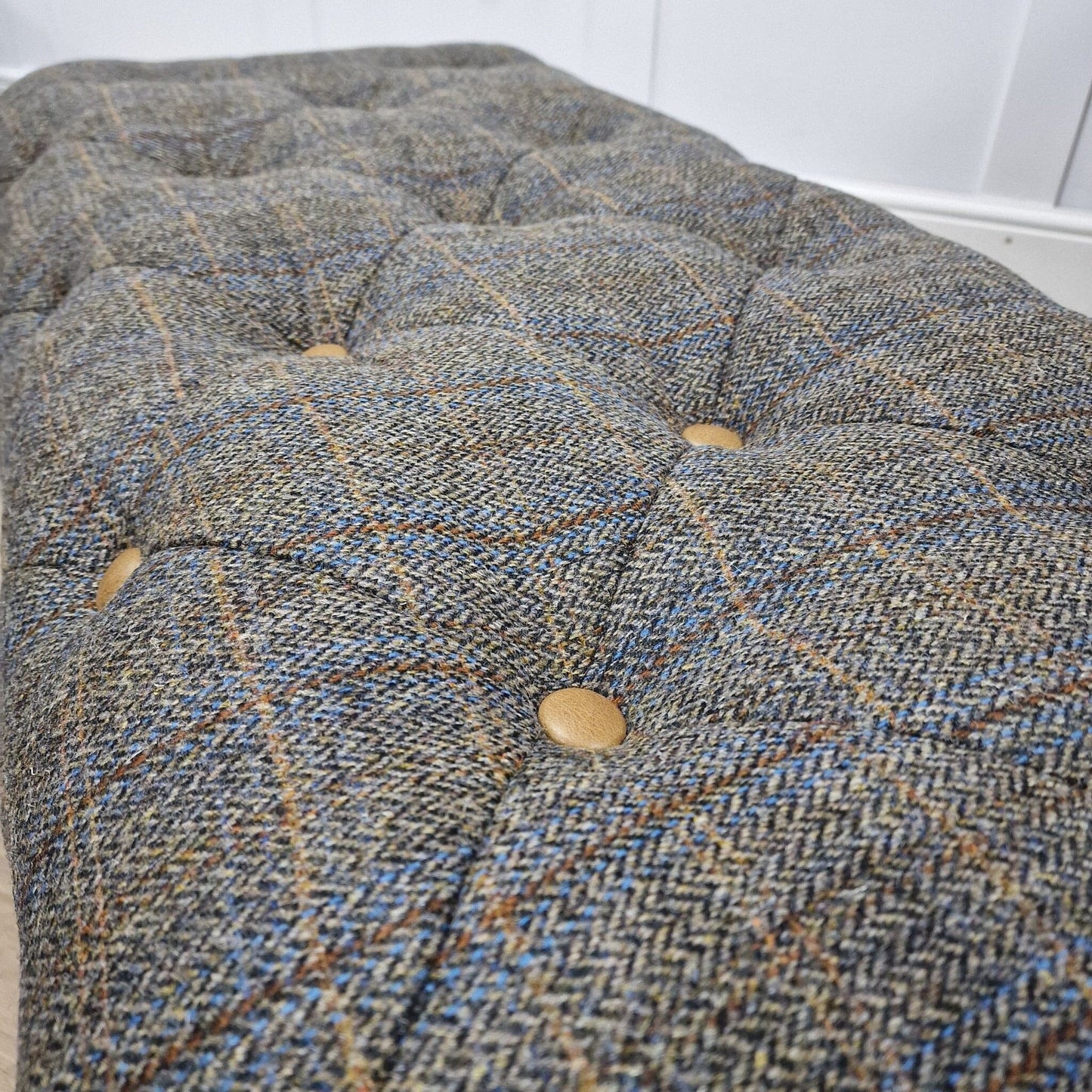 Moreland Grey Harris Tweed Footstool - Medium - Footstools - Rydan Interiors