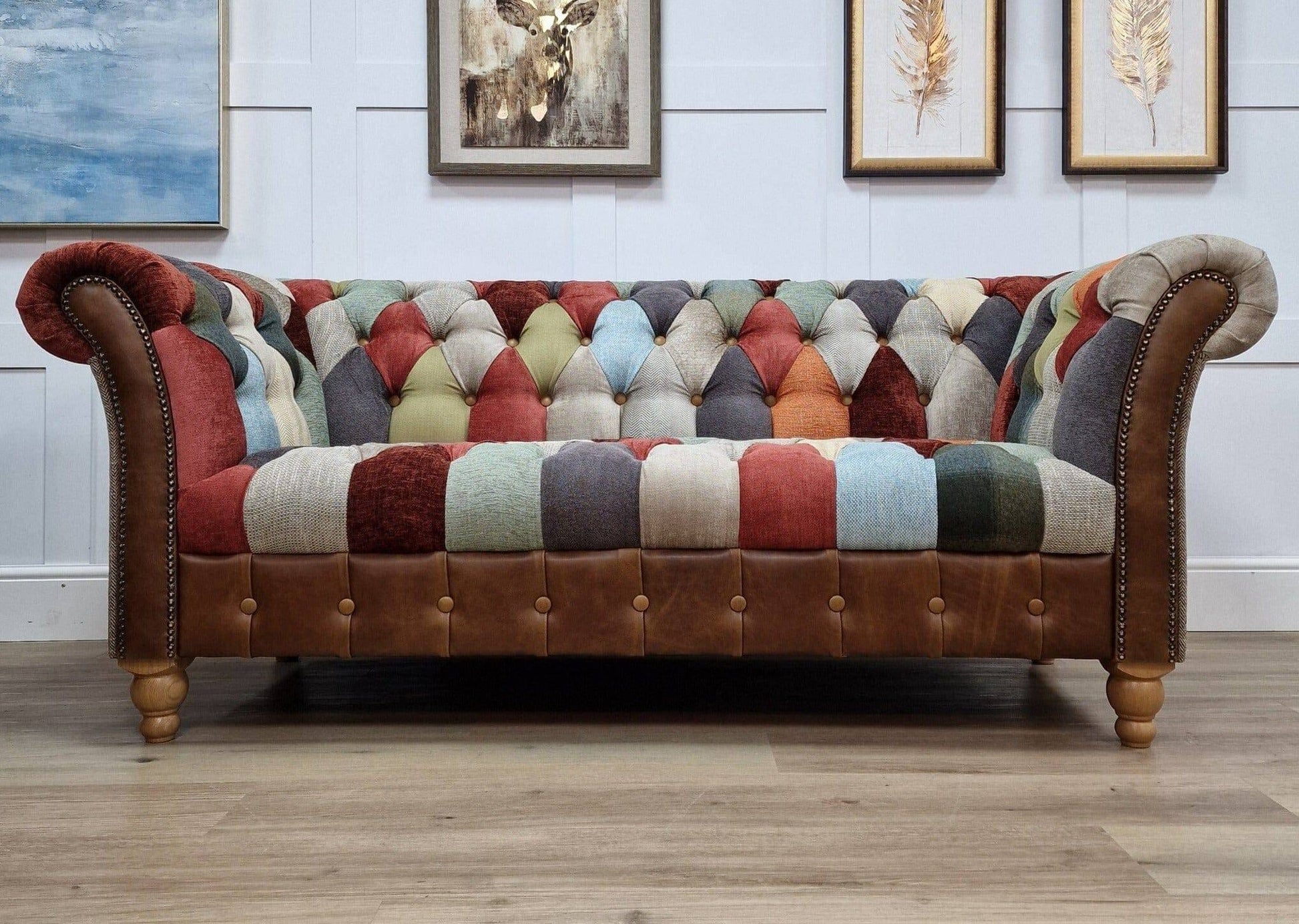 Fabric Patchwork & Harris Tweed 2 Seater Chesterfield - Jack - Sofas - Rydan Interiors