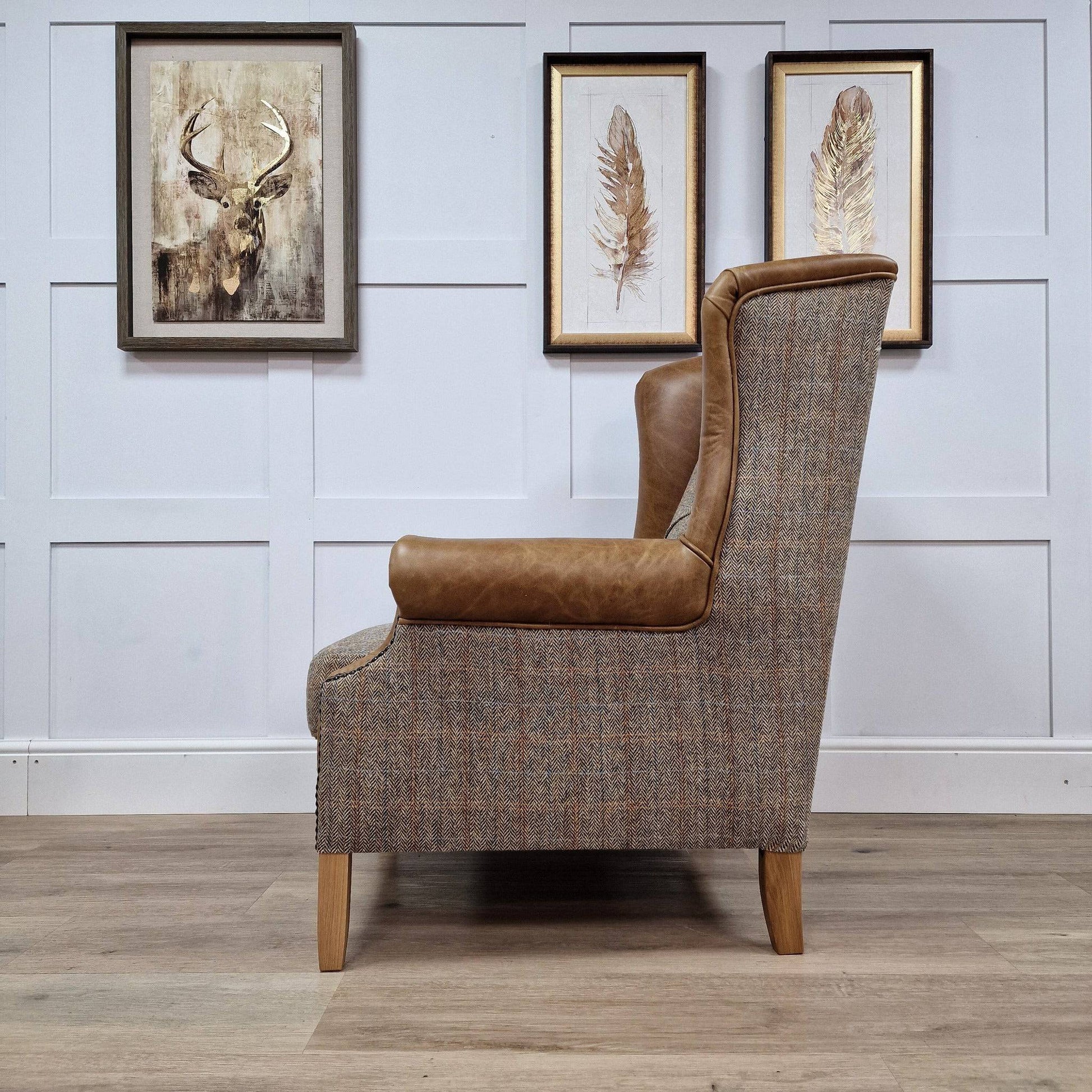 Autumn Woodland Harris Tweed Wing Armchair - Skye - Chairs - Rydan Interiors