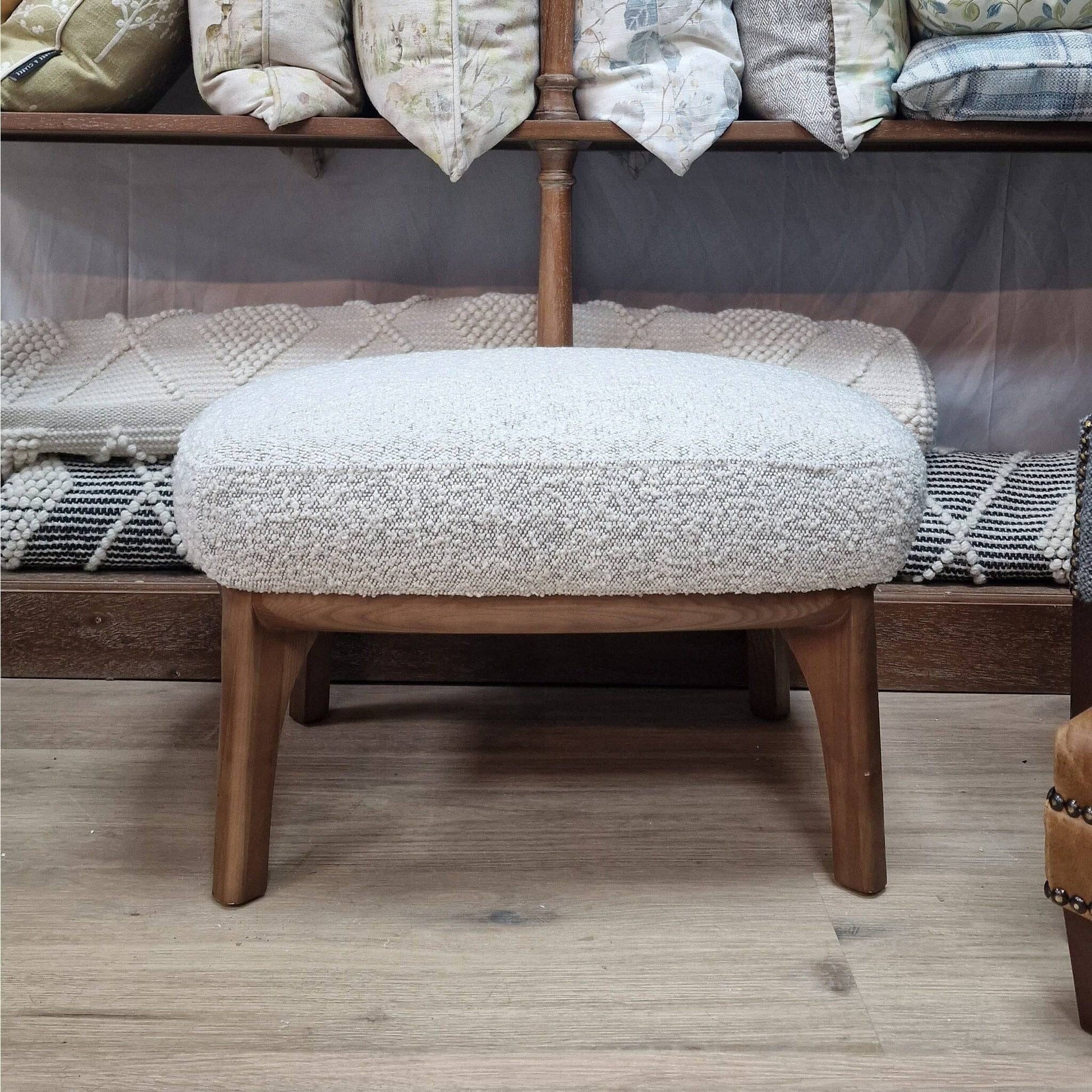 White Boucle Footstool - Footstools - Rydan Interiors