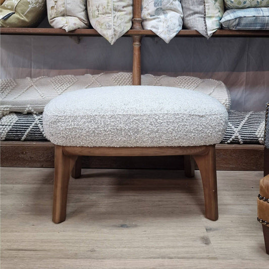 White Boucle Footstool - Footstools - Rydan Interiors