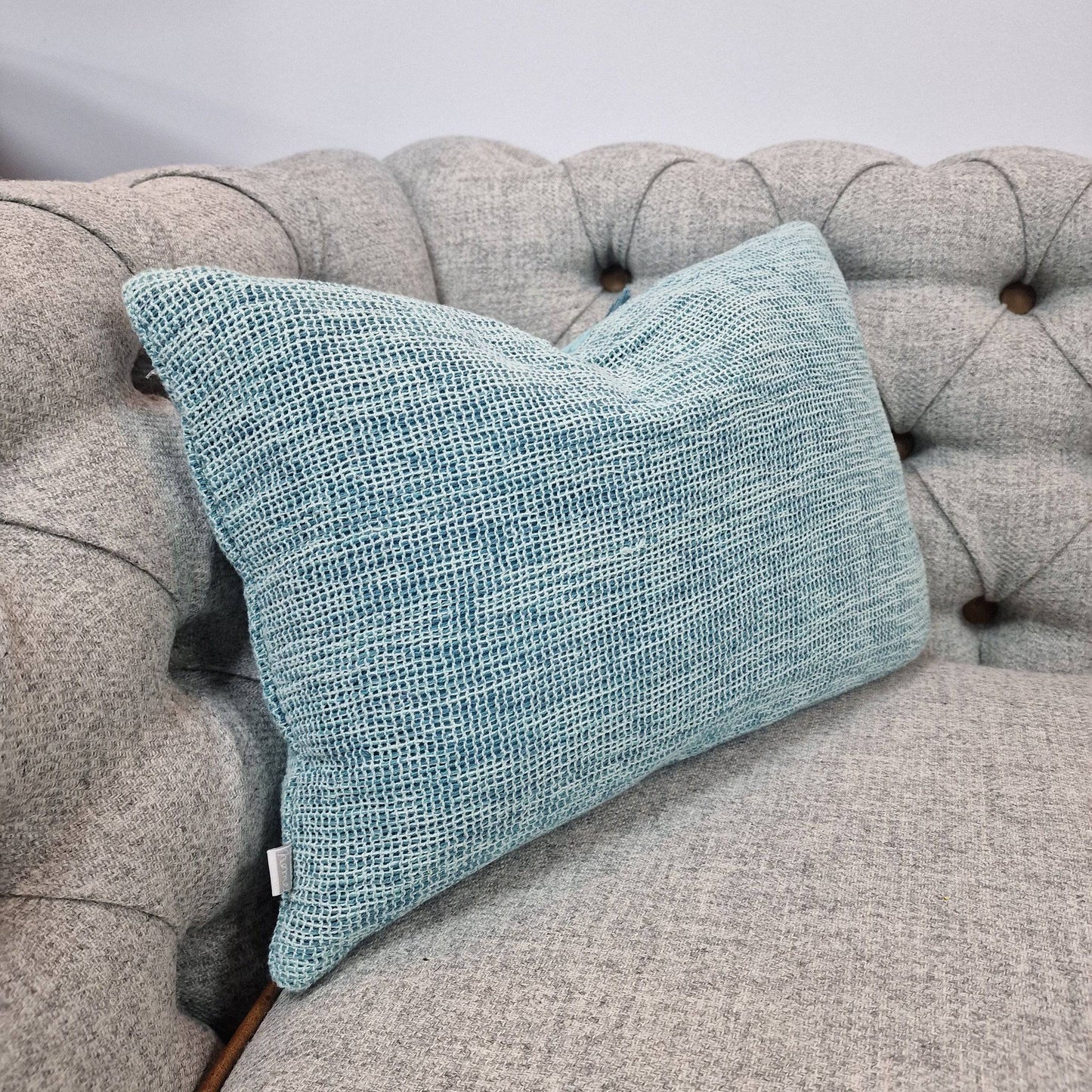 Teal Fabric/Velvet Cushion 50cm x 35cm - cushion - Rydan Interiors