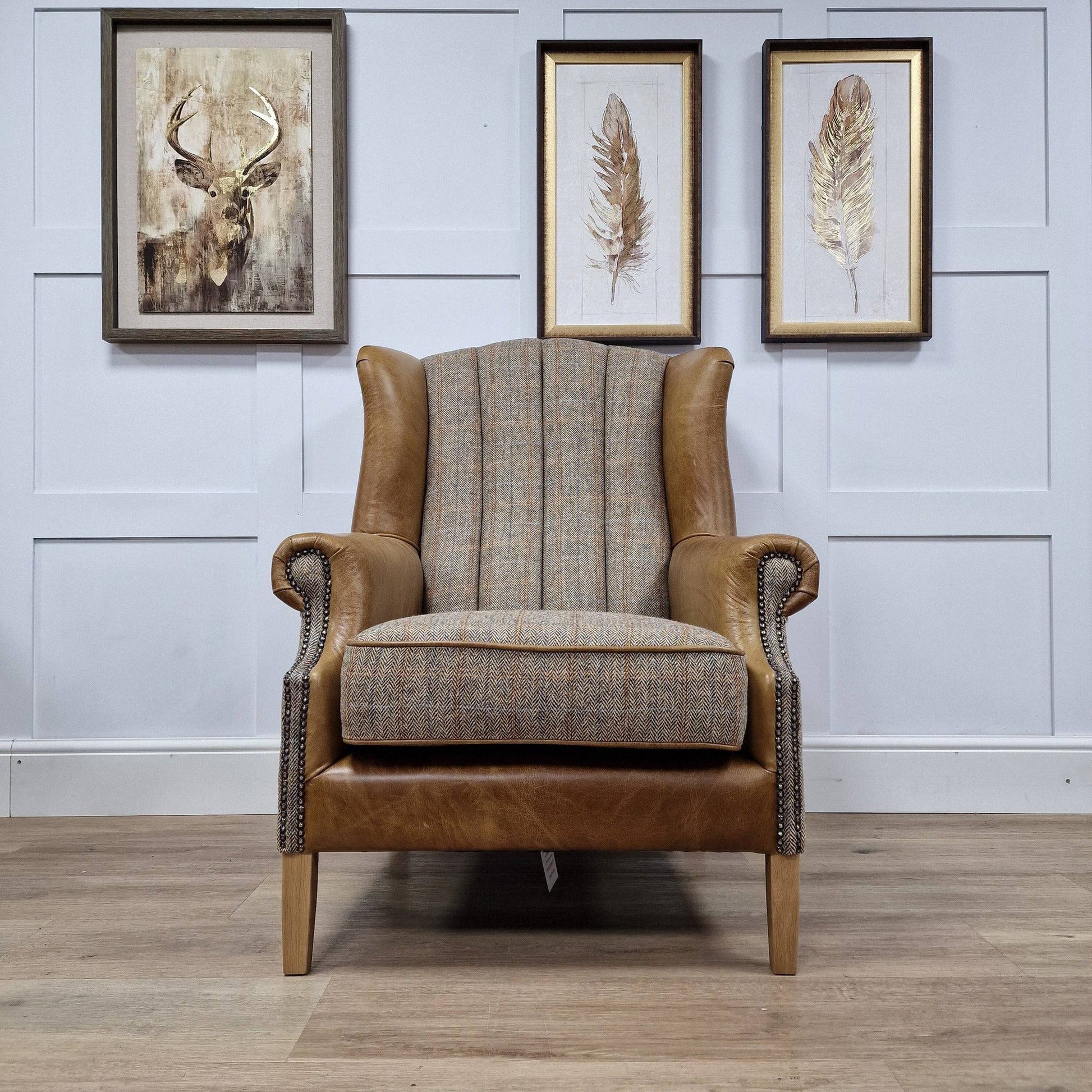 Hunting Lodge Harris Tweed Fluted Armchair - Newton - Chairs - Rydan Interiors