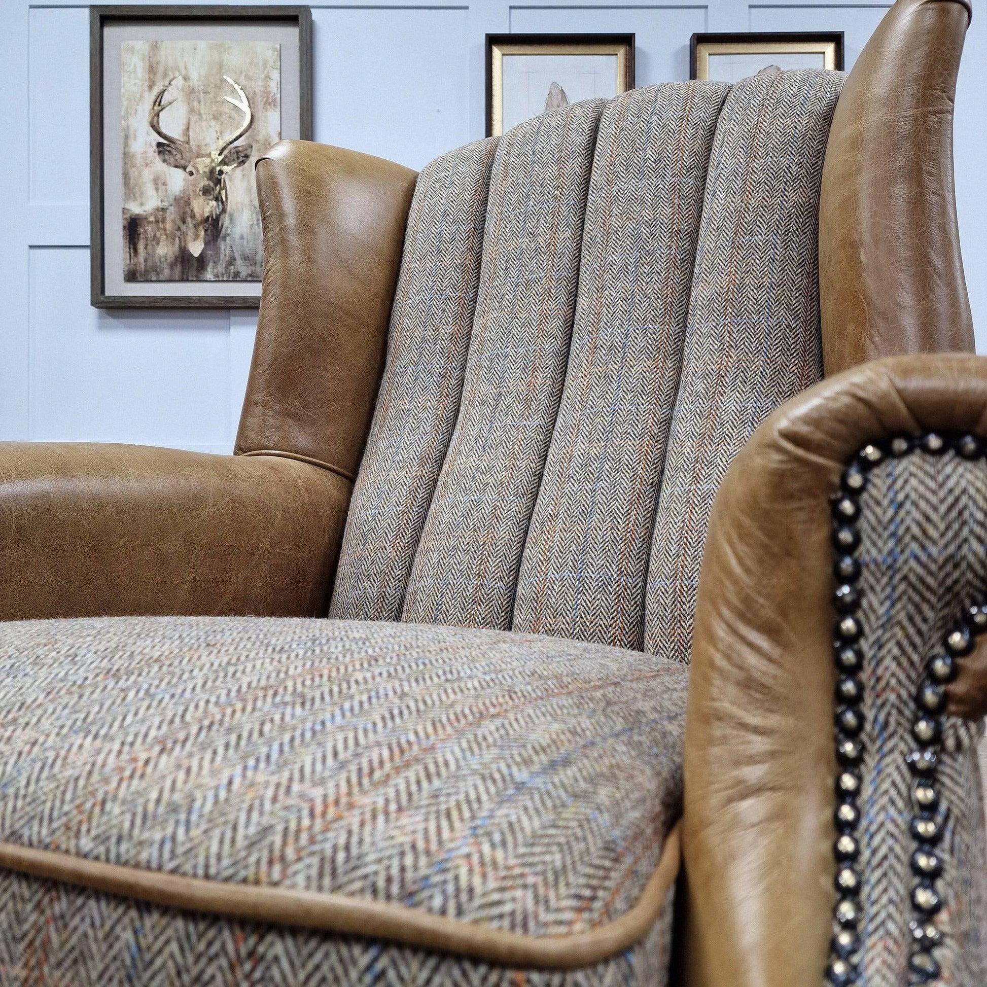 Hunting Lodge Harris Tweed Fluted Armchair - Newton - Chairs - Rydan Interiors