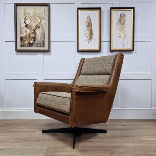 Hunting Lodge Retro Harris Tweed Swivel Armchair - Lomond - Chairs - Rydan Interiors