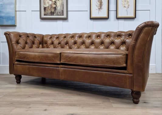 Multiple Sizes - Tan Leather - Buttoned Chesterfield - Bernard - Rydan Interiors