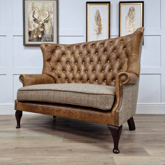 Autumn Woodland & Leather 2 Seater Armchair - Mack - Chairs - Rydan Interiors