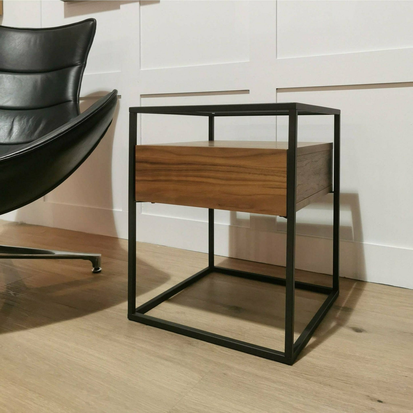 Glass Top Side Table, Black Frame - Side Tables - Rydan Interiors