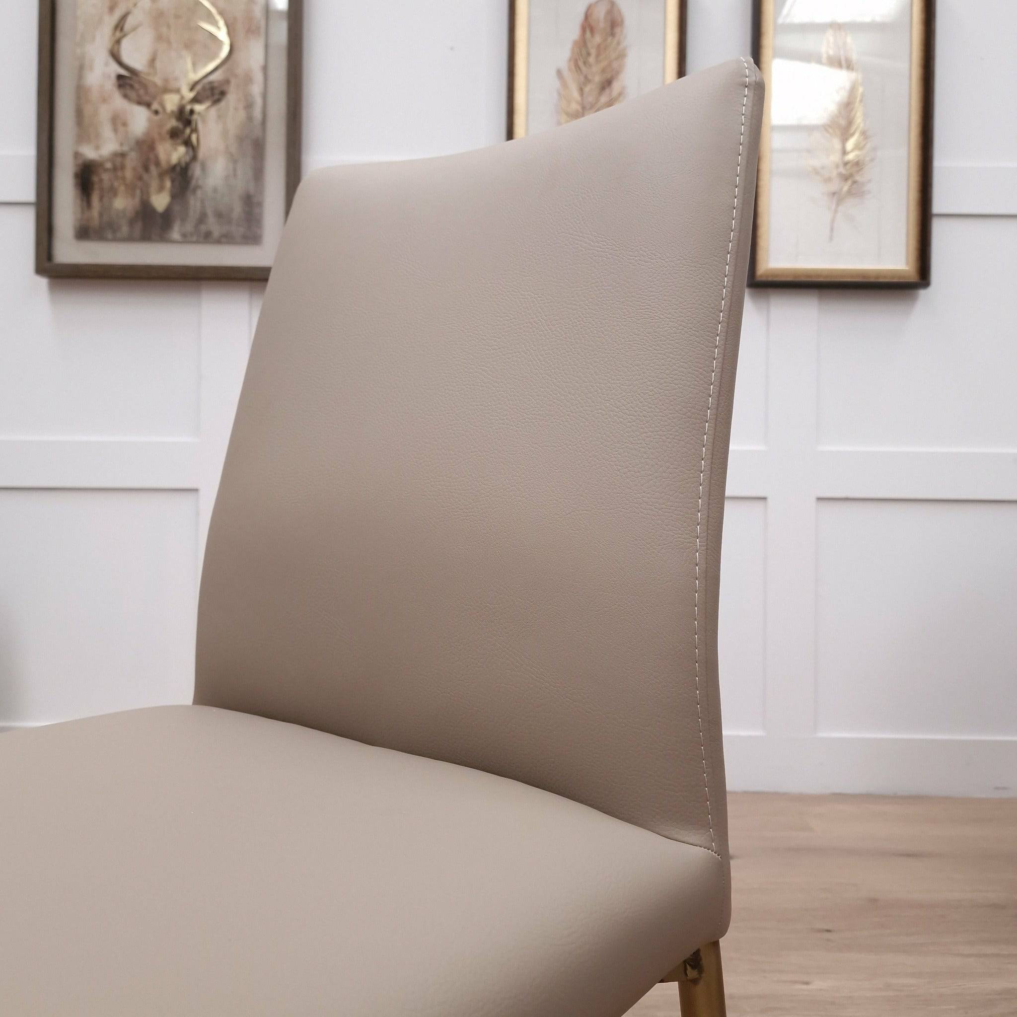 Pair of Light Taupe Vegan Leather Dining Chairs Annabel Rydan