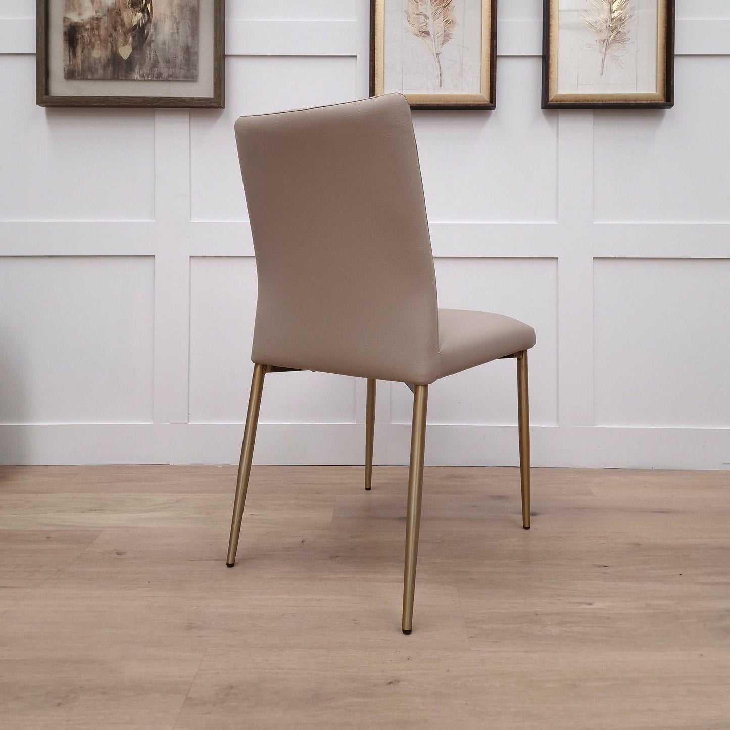 Pair of Light Taupe Vegan Leather Dining Chairs - Anna - Dining Chair - Rydan Interiors